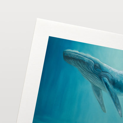 Dreaming of Giants, Whale and Child Fine Art Print by Lauren Pretorius: a dreamlike vision of a young child holding a plush whale reaching upwards to a whale swimming above.