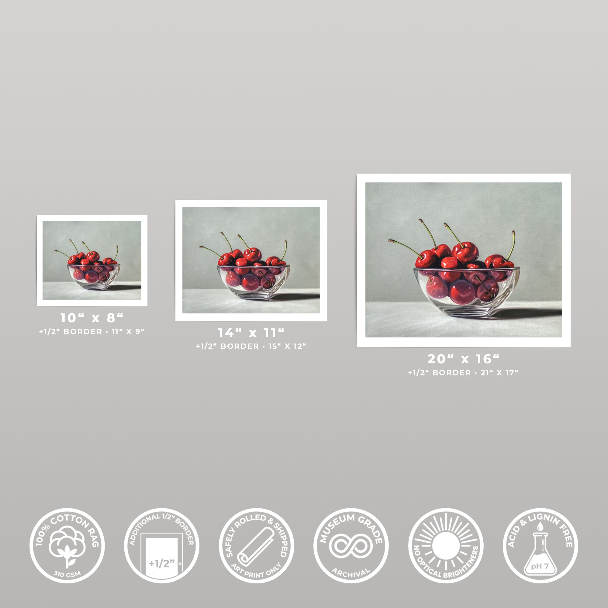 Glass Bowl of Cherries | Fine Art Print | Lauren Pretorius