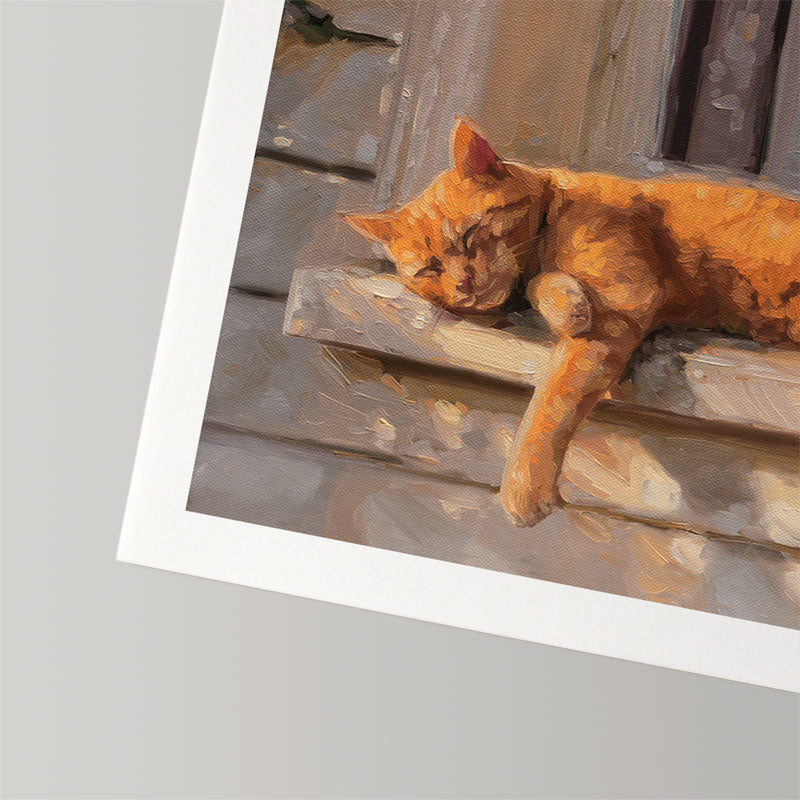 Sunlit Cat & Sparrow • Fine Art Print