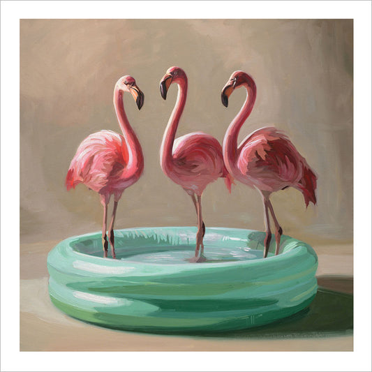 Poolside Flamingos • Fine Art Print