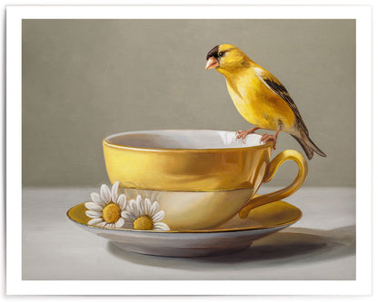 Goldfinch & Yellow Cup • Fine Art Print