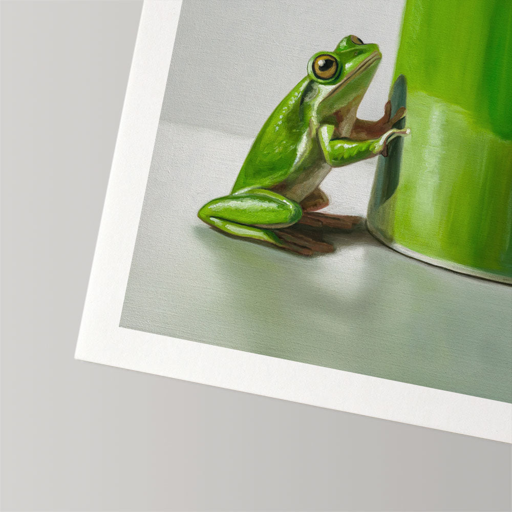 Green Frogs & Cup • Fine Art Print