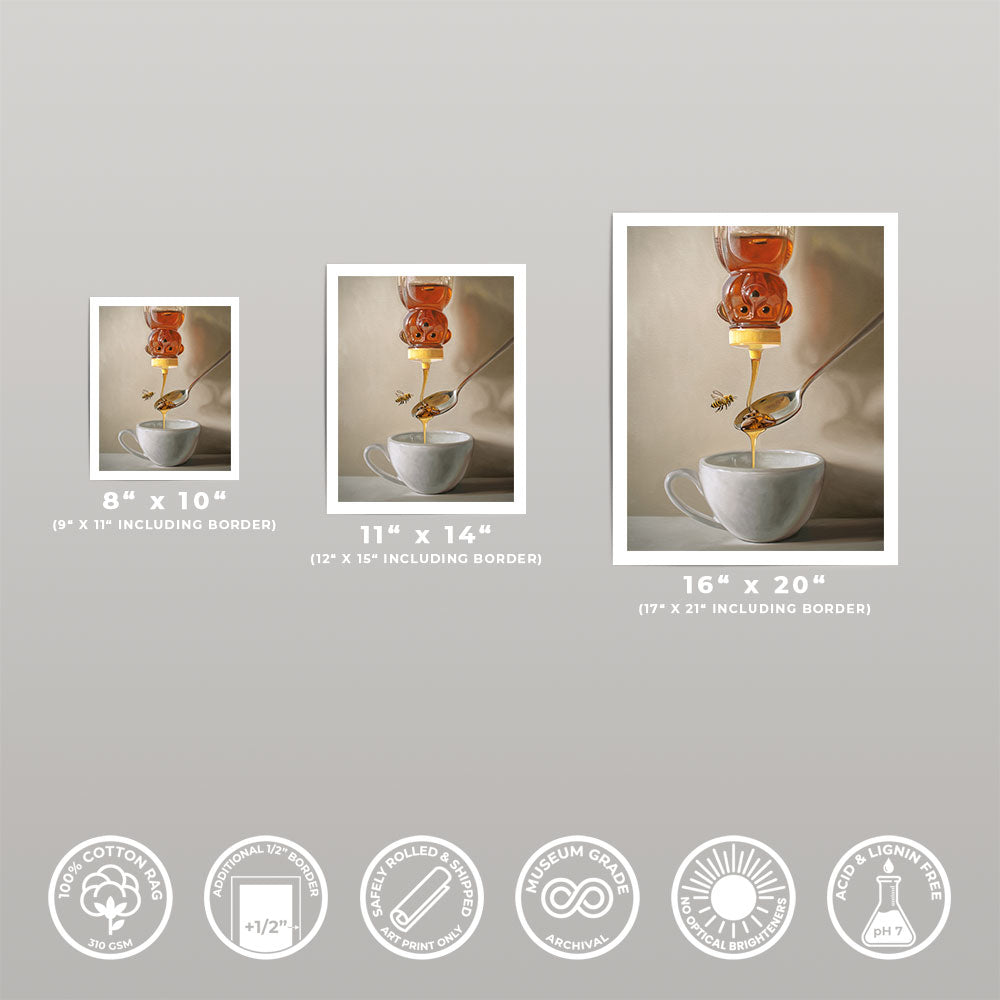Honey, Bee, Spoon & Tea • Fine Art Print
