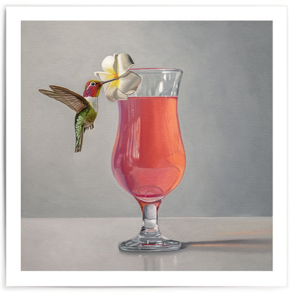 Hummingbird and Pink Cocktail • Fine Art Print