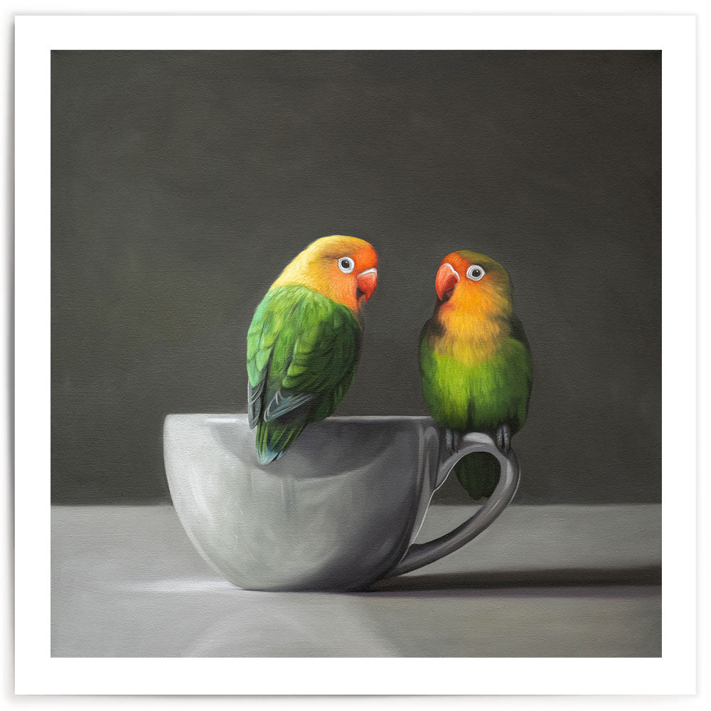 Lovebirds & Porcelain Cup • Fine Art Print
