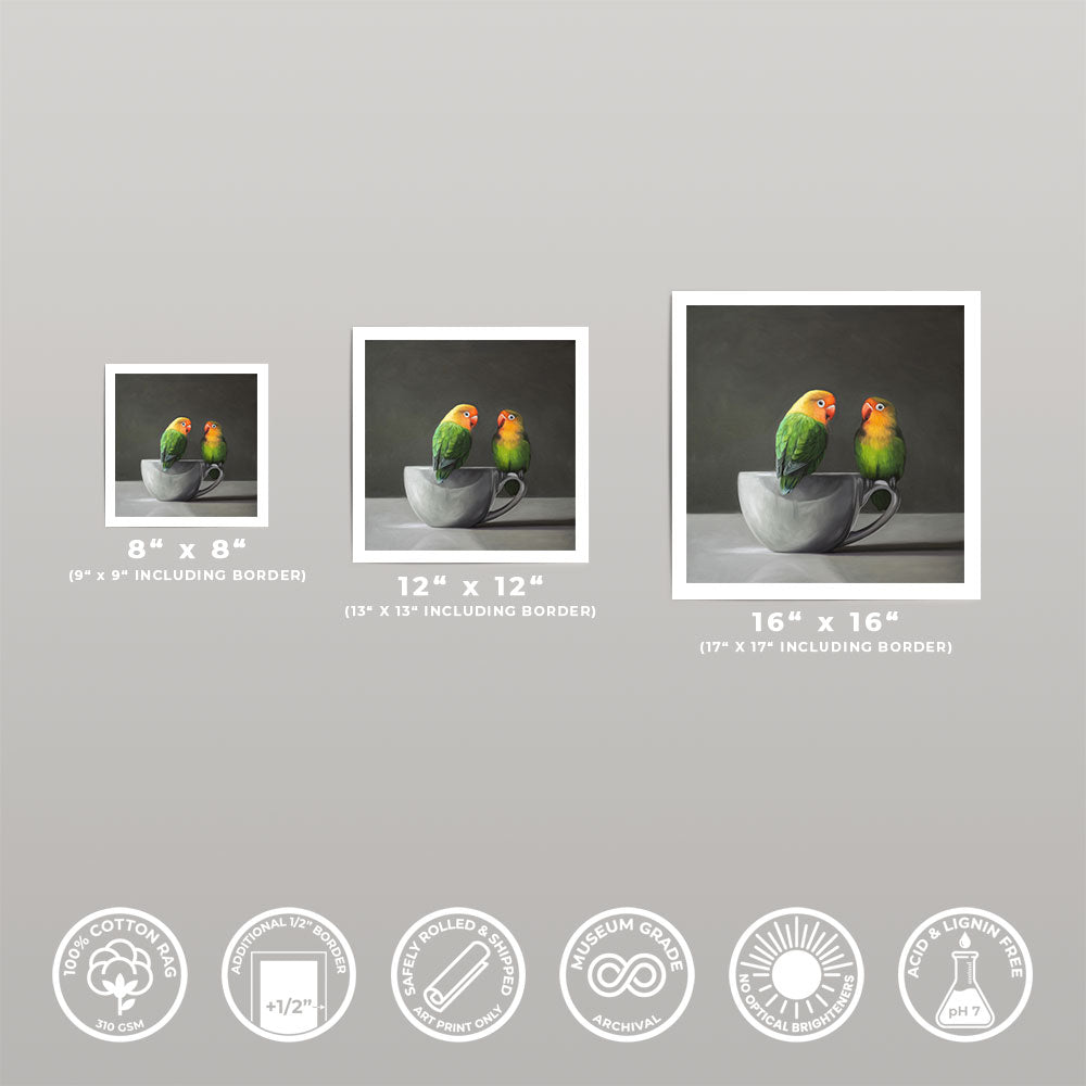 Lovebirds & Porcelain Cup • Fine Art Print
