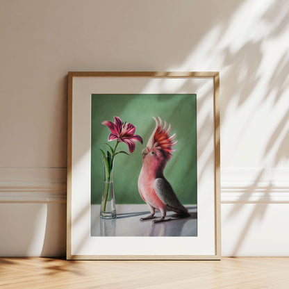 Pink Cockatoo & Lilies • Fine Art Print
