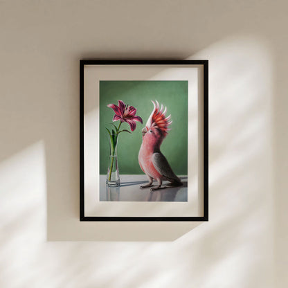 Pink Cockatoo & Lilies • Fine Art Print
