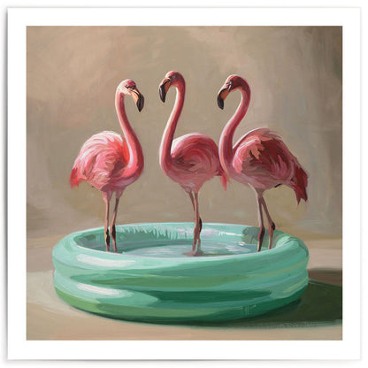 Poolside Flamingos • Fine Art Print