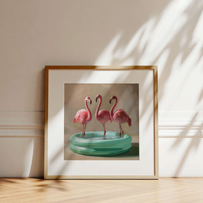 Poolside Flamingos • Fine Art Print