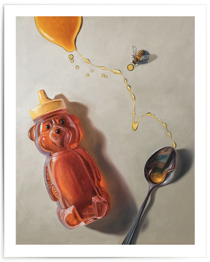 Spilled Honey, Spoon & Bee • Fine Art Print
