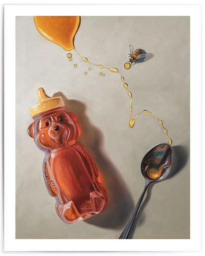 Spilled Honey, Spoon & Bee • Fine Art Print