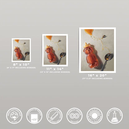 Spilled Honey, Spoon & Bee • Fine Art Print