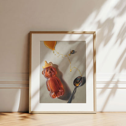 Spilled Honey, Spoon & Bee • Fine Art Print