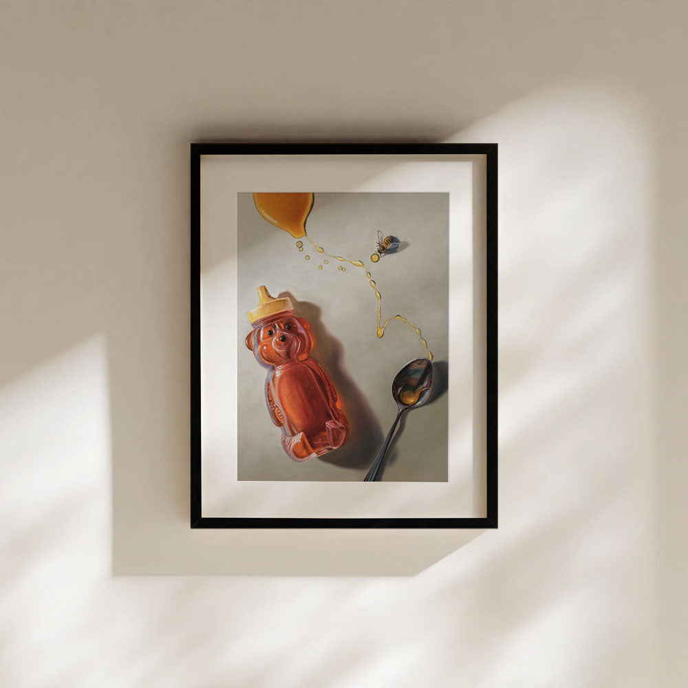 Spilled Honey, Spoon & Bee • Fine Art Print