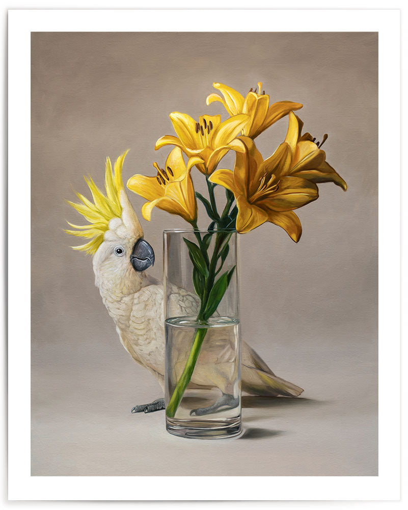 Sulphur-crested Cockatoo & Lilies • Fine Art Print