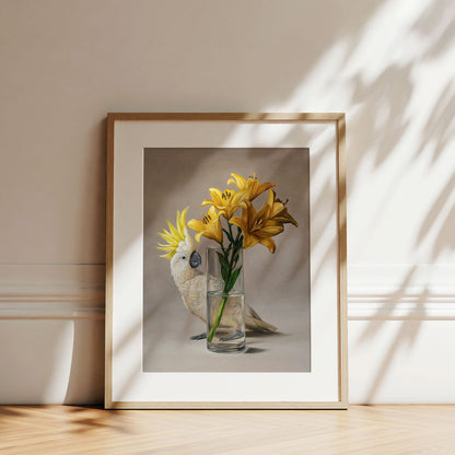 Sulphur-crested Cockatoo & Lilies • Fine Art Print