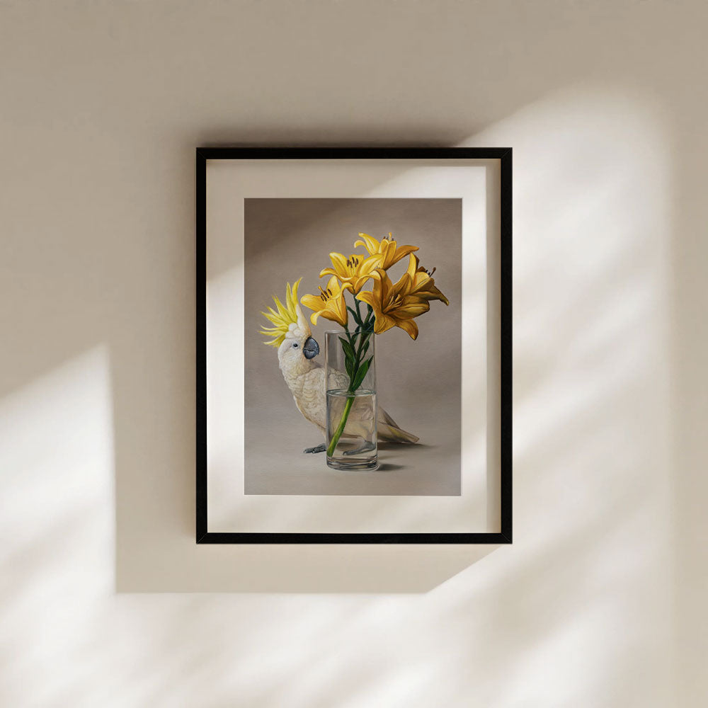 Sulphur-crested Cockatoo & Lilies • Fine Art Print