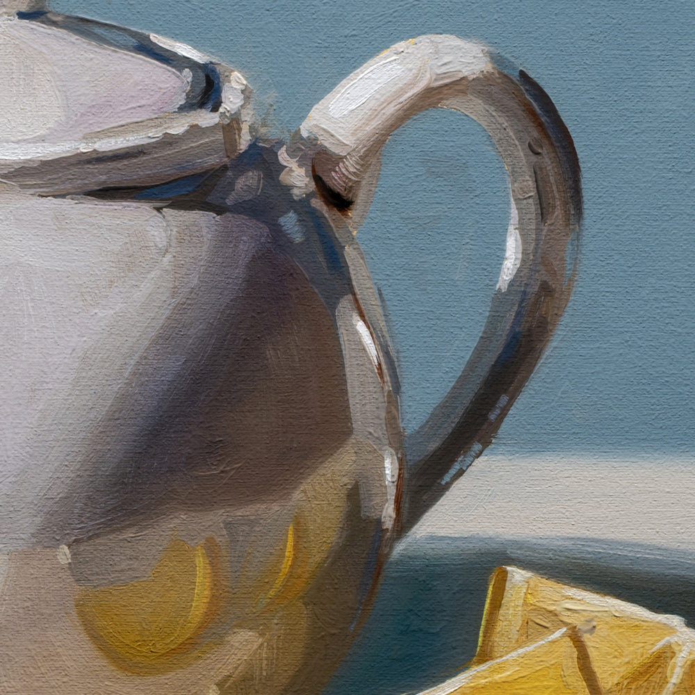 White Teapot & Lemon Wedges • 14 x 11