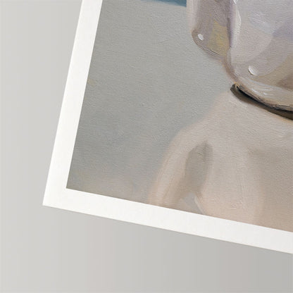 Fine art print of a white teapot on textured cotton rag paper with a clean white border for easy matting.
