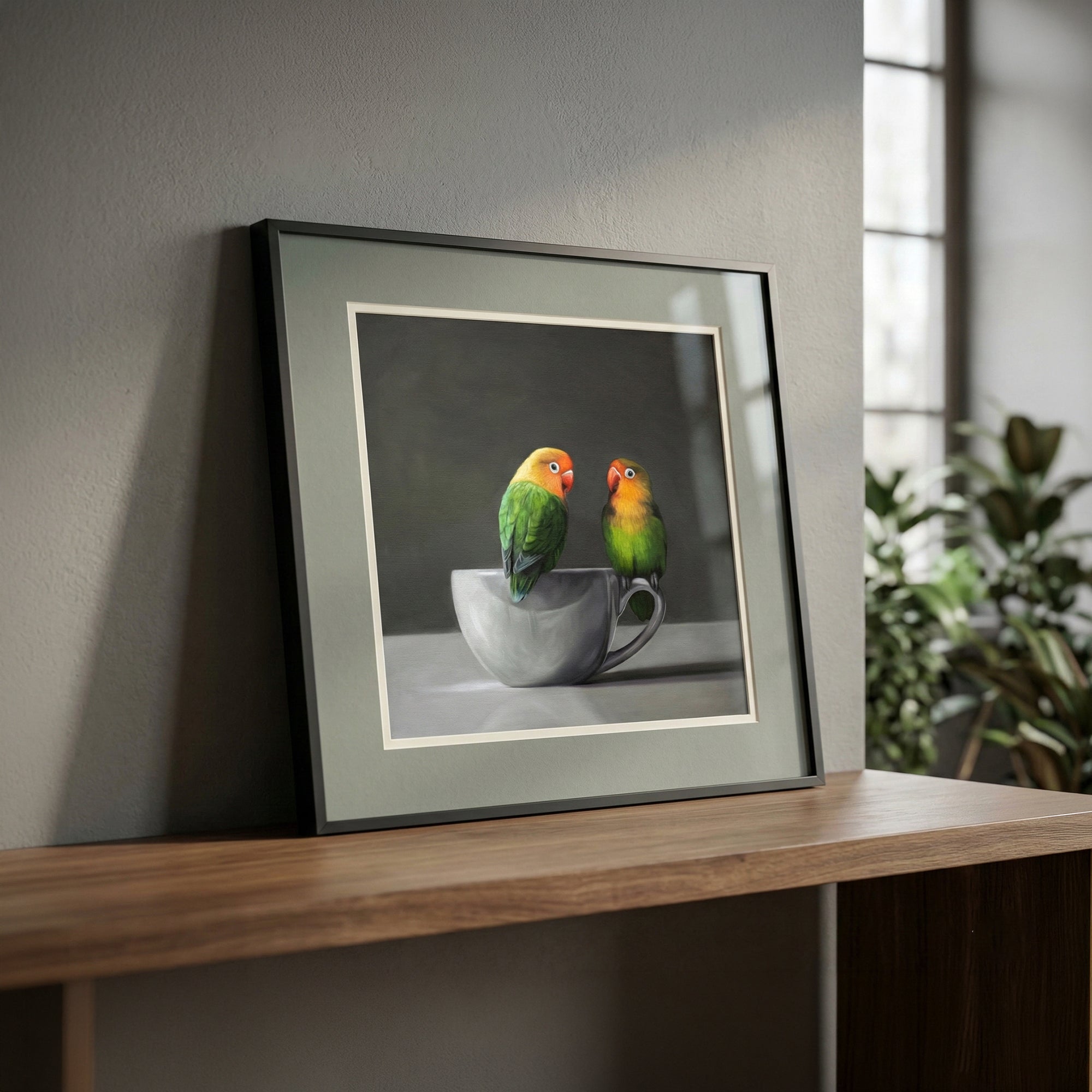 Lovebirds & Porcelain Cup | Fine Art Print | Lauren Pretorius