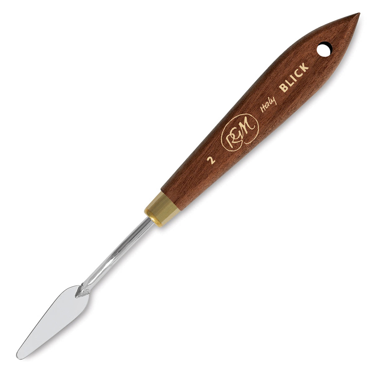 Wooden paintbrush with metal ferrule on a white background