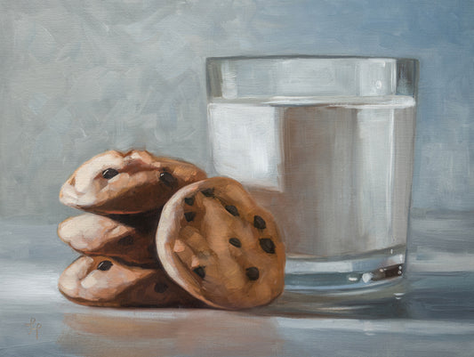 Milk & Cookies | 8" x 6" Original Oil Painting