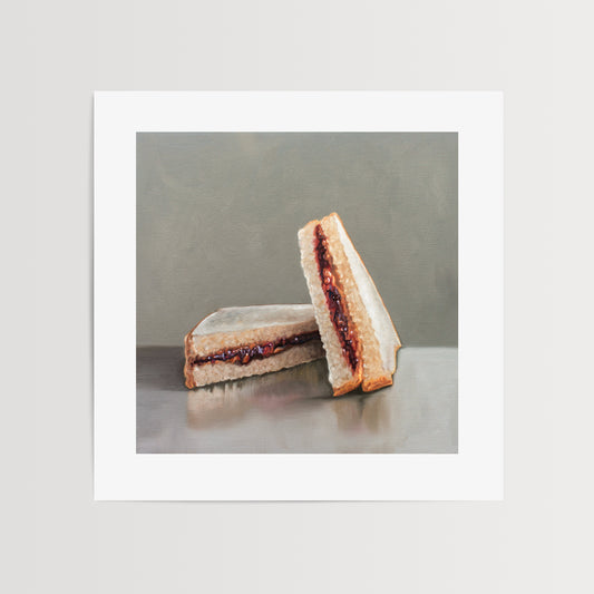 Peanut Butter and Jelly Sandwich Fine Art Print by Lauren Pretorius: loaded peanut butter and jelly sandwich, ready for eating!