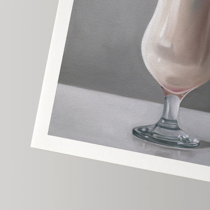 Fine art print of a creamy Piña Colada in a stemmed glass, featuring a white border on cotton rag paper.