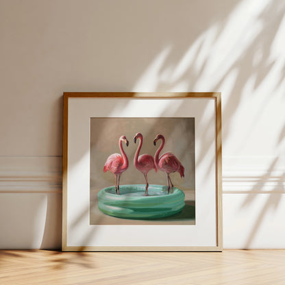 Poolside Flamingos • Fine Art Print