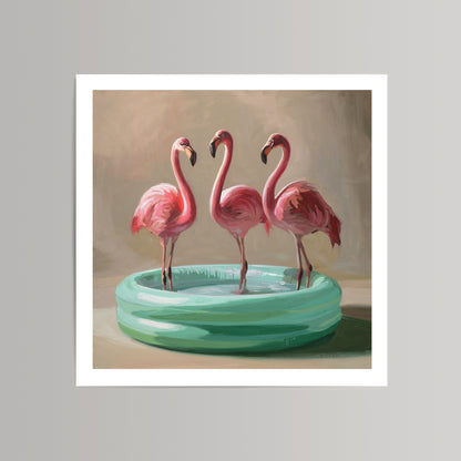 Poolside Flamingos • Fine Art Print