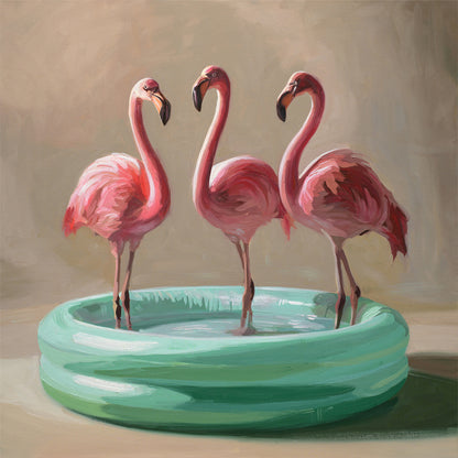 Poolside Flamingos • Fine Art Print