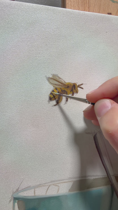 Honey, Bee & Turquoise Cup • 12 x 12