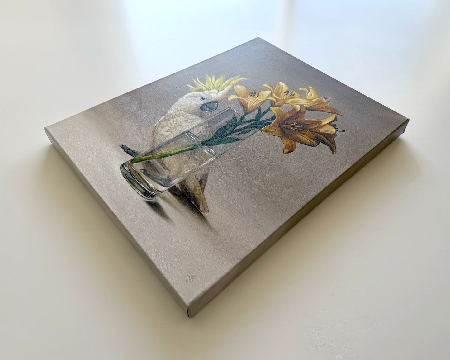 Sulphur-crested Cockatoo & Yellow Asiatic Lilies • 16 x 20