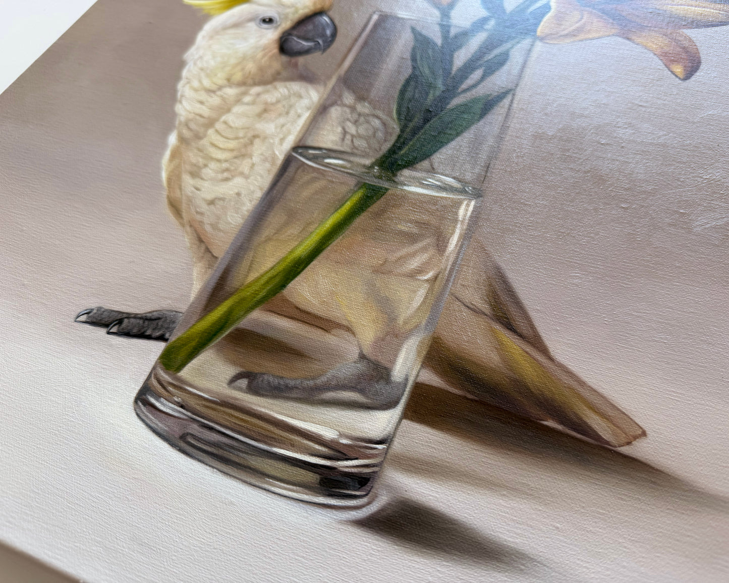 Sulphur-crested Cockatoo & Yellow Asiatic Lilies • 16 x 20