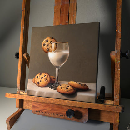 Fancy Milk & Cookies | 12" x 12" Original Oil Painting