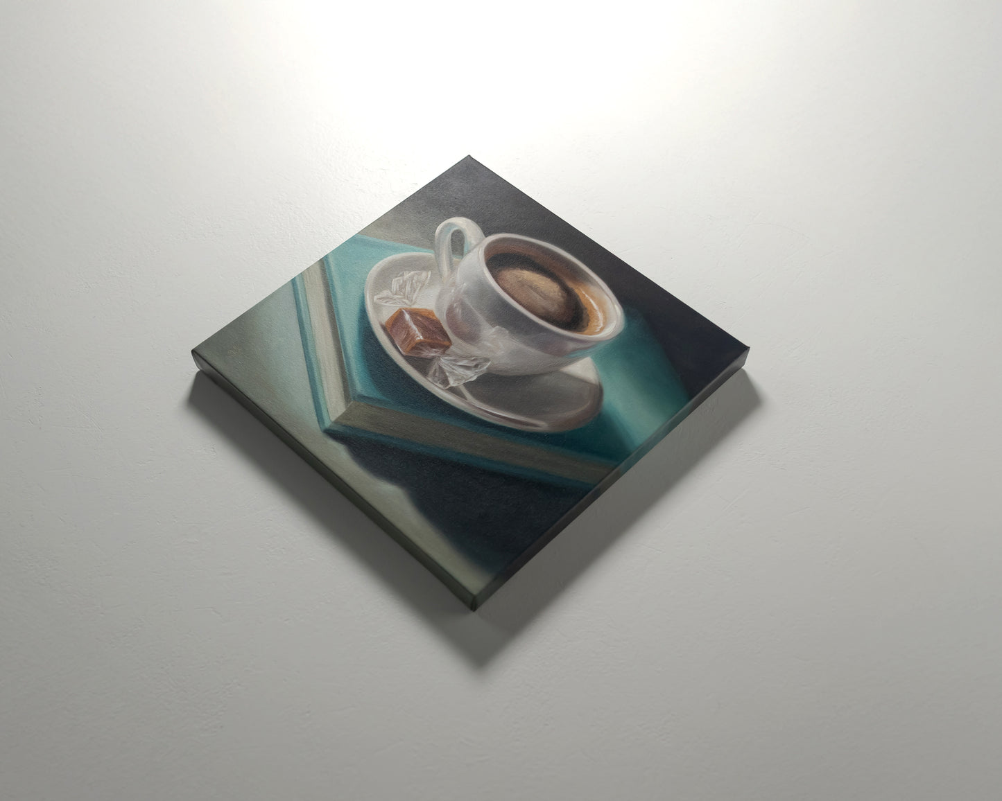 Coffee, Caramel & Book | 12" x 12" Original Oil Painting