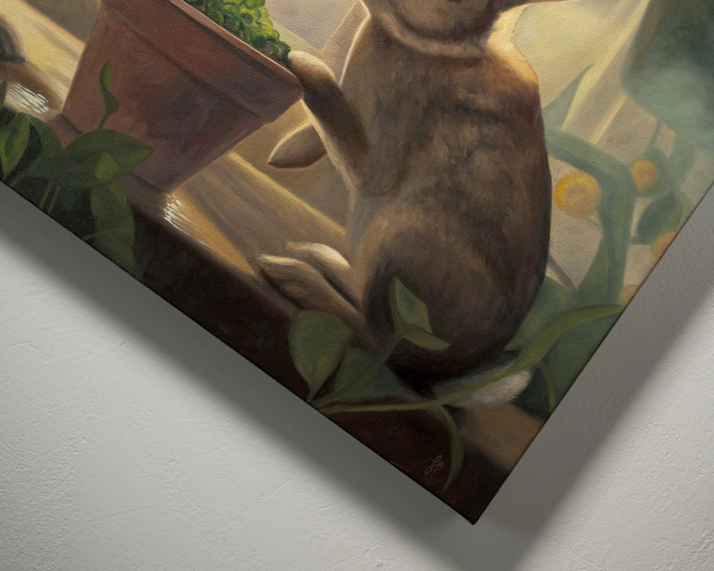 Sunroom Rabbits | 20" x 16" Original Oil Painting