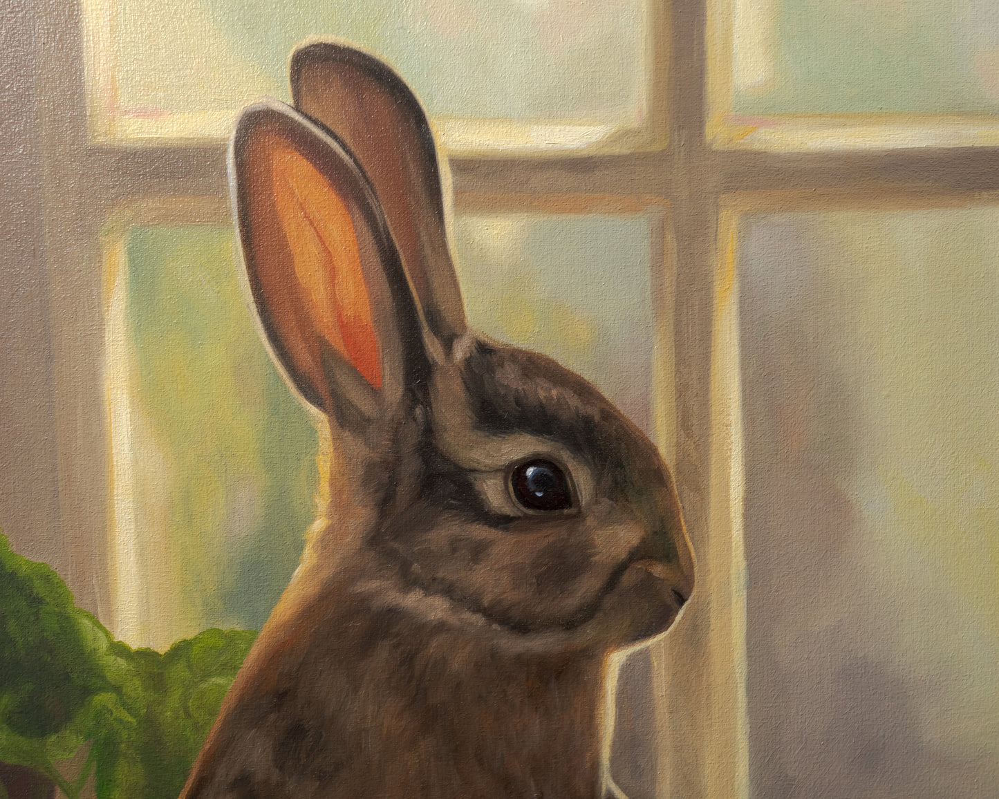 Sunroom Rabbits | 20" x 16" Original Oil Painting